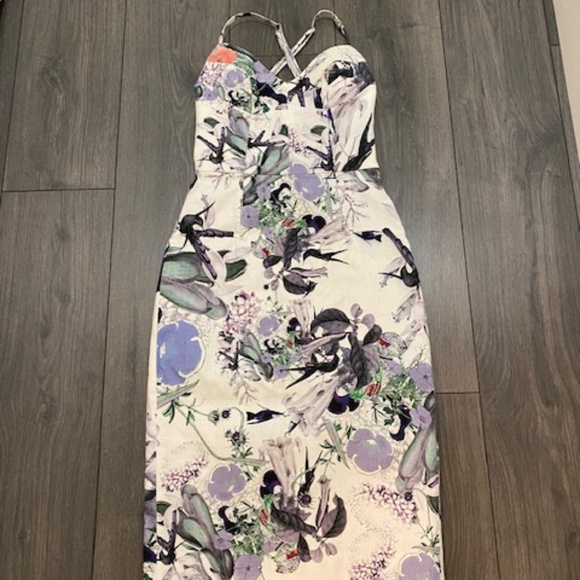 ERDEM Floral Bird Print Midi Dress Size 4 - Picture 1 of 9
